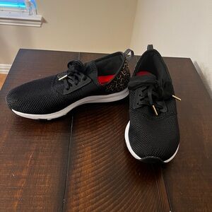 Black New Balance Sneakers with Cheetah Accent